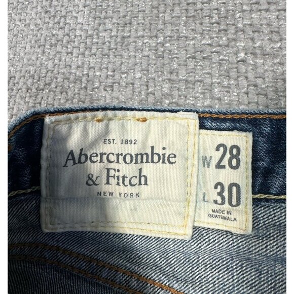 Abercrombie & Fitch Jeans Mens 28x31 Blue Remsen Low Rise Slim Straight Read - Picture 4 of 16